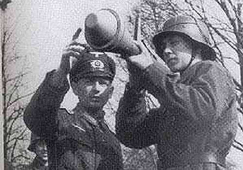 German WW2 M45 Helmet in use